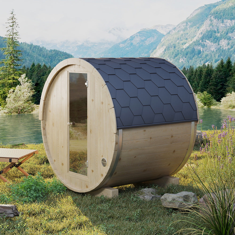 Svalasauna Wooden Sauna Barrel Cabin for Garden or Lakeside Use (SV-11)