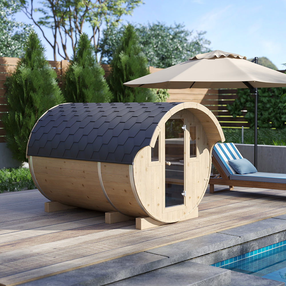 Outdoor Barrel Sauna for Backyard or Poolside | Nordic Hemlock Design for Relaxation & Wellness(SV-15)