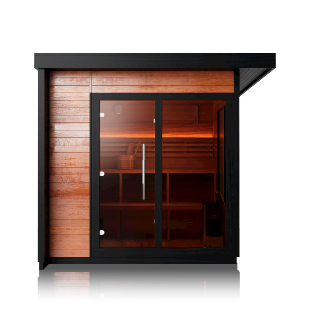 Aurora Terra 4 – Luxury Outdoor Cedar Sauna Cabin for 4 People with Full Glass Front(SV-06)