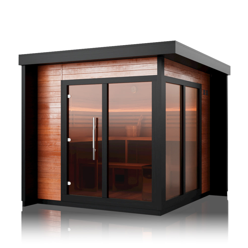 Aurora Terra 4 – Luxury Outdoor Cedar Sauna Cabin for 4 People with Full Glass Front(SV-06)