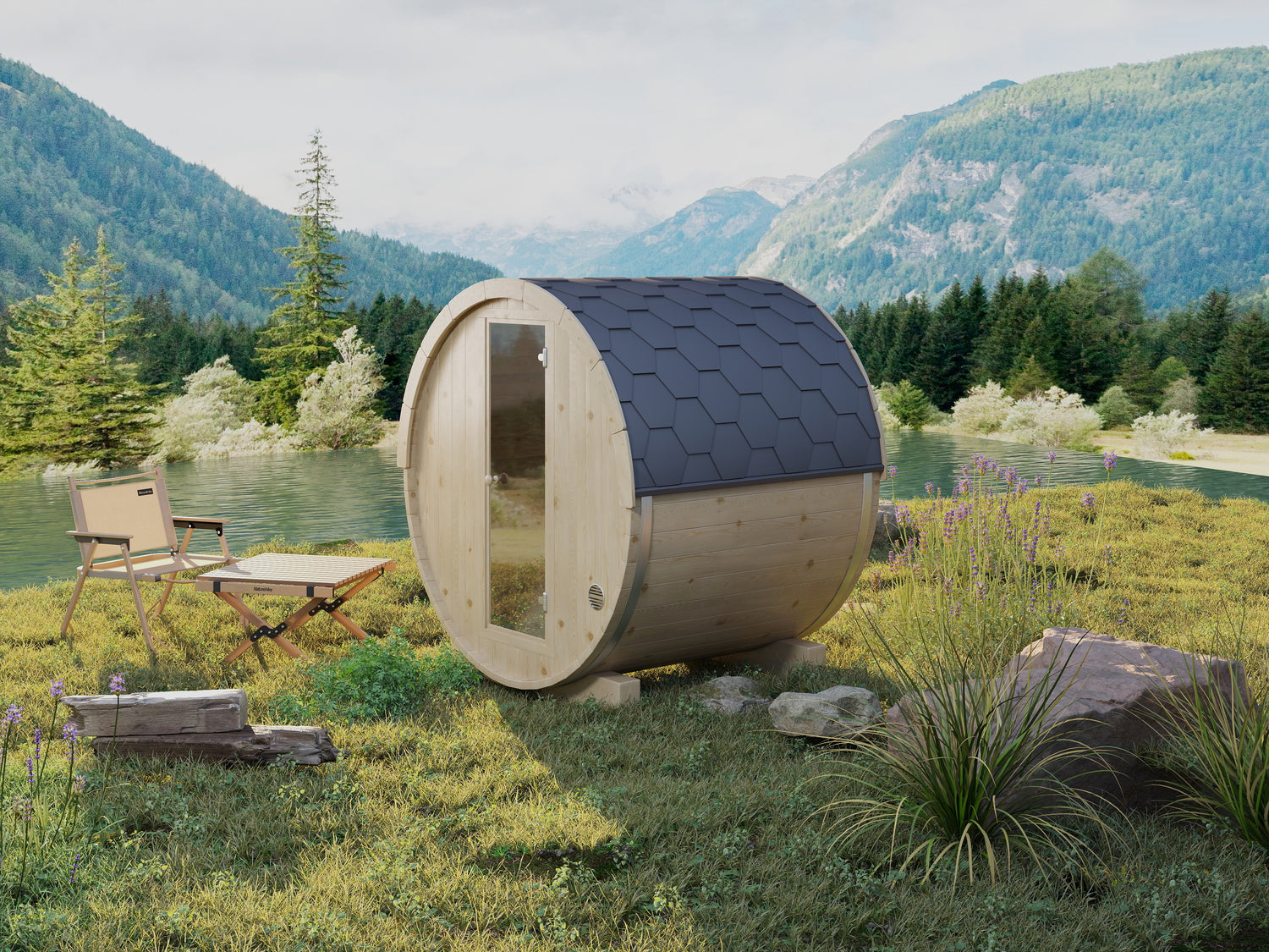 Svalasauna Wooden Sauna Barrel Cabin for Garden or Lakeside Use (SV-11)