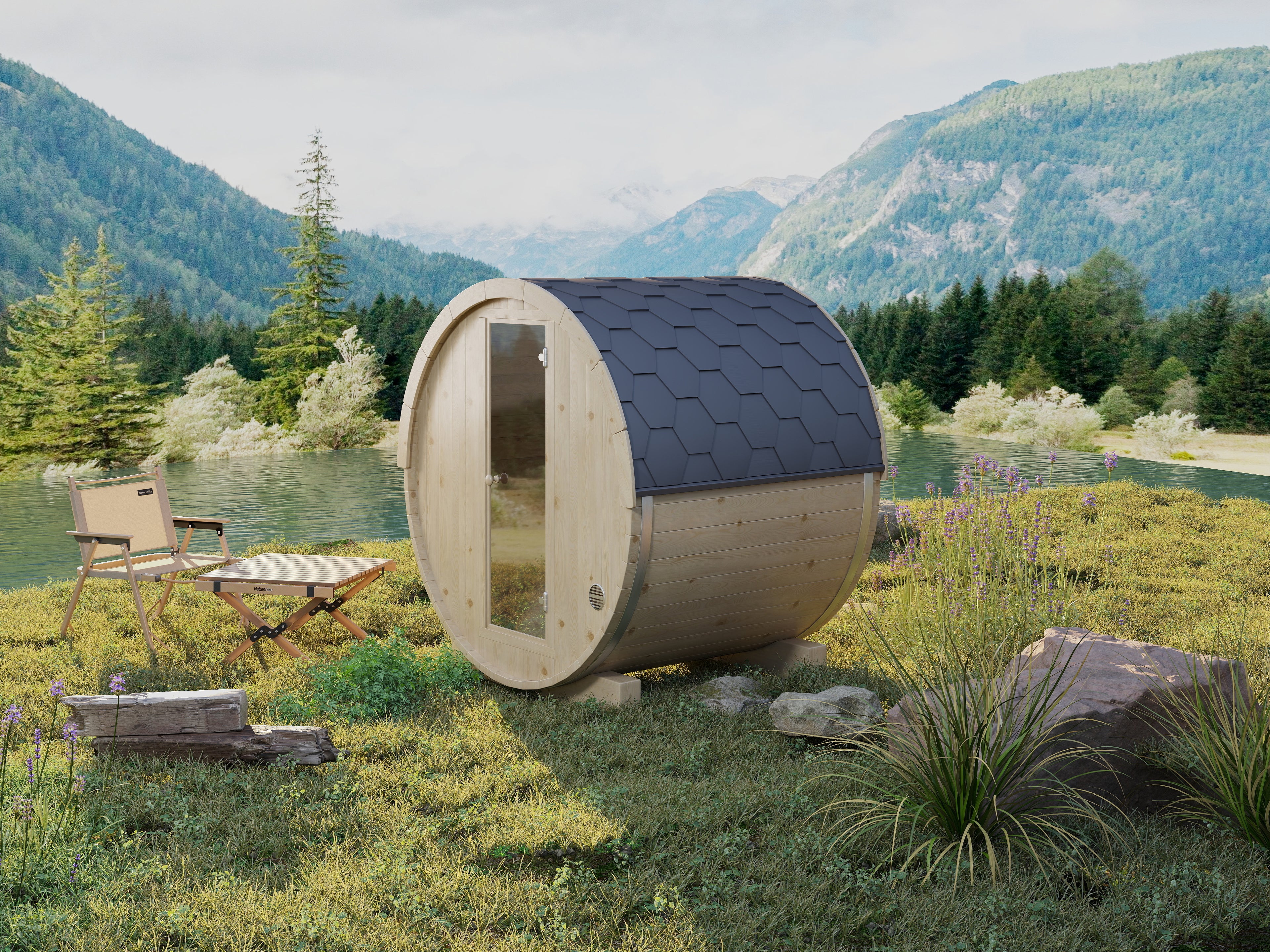 Svalasauna Wooden Sauna Barrel Cabin for Garden or Lakeside Use (SV-11)
