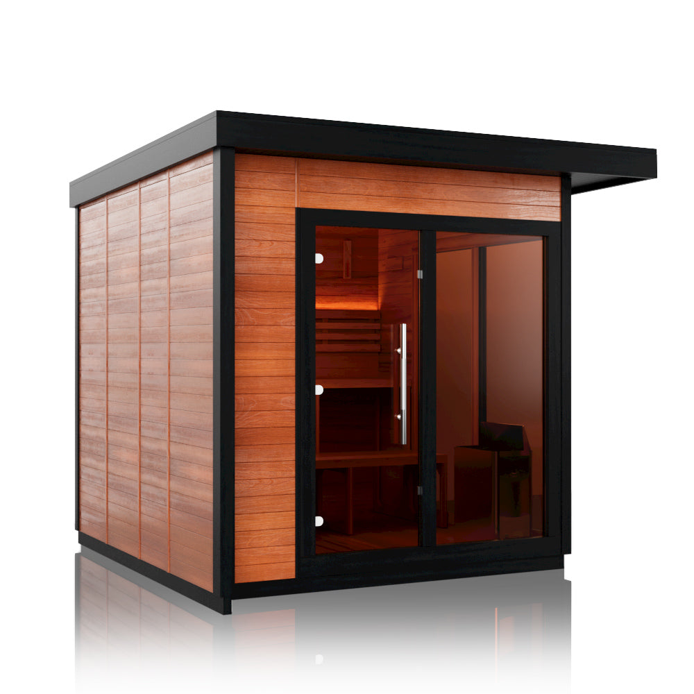 Aurora Terra 4 – Luxury Outdoor Cedar Sauna Cabin for 4 People with Full Glass Front(SV-06)
