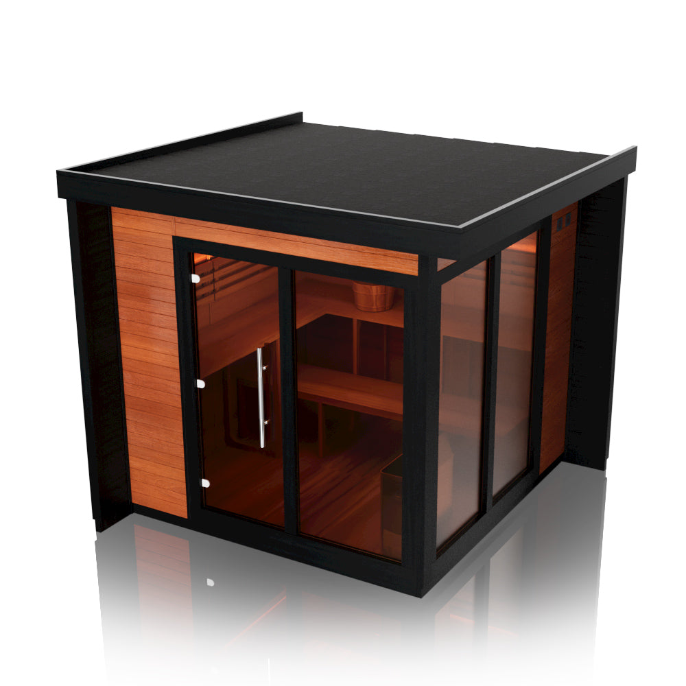 Aurora Terra 4 – Luxury Outdoor Cedar Sauna Cabin for 4 People with Full Glass Front(SV-06)