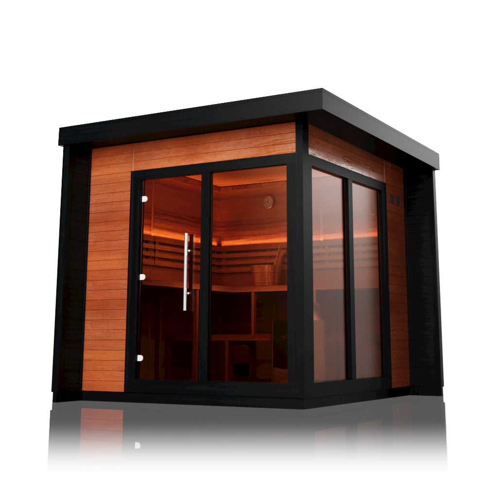 Aurora Terra 4 – Luxury Outdoor Cedar Sauna Cabin for 4 People with Full Glass Front(SV-06)