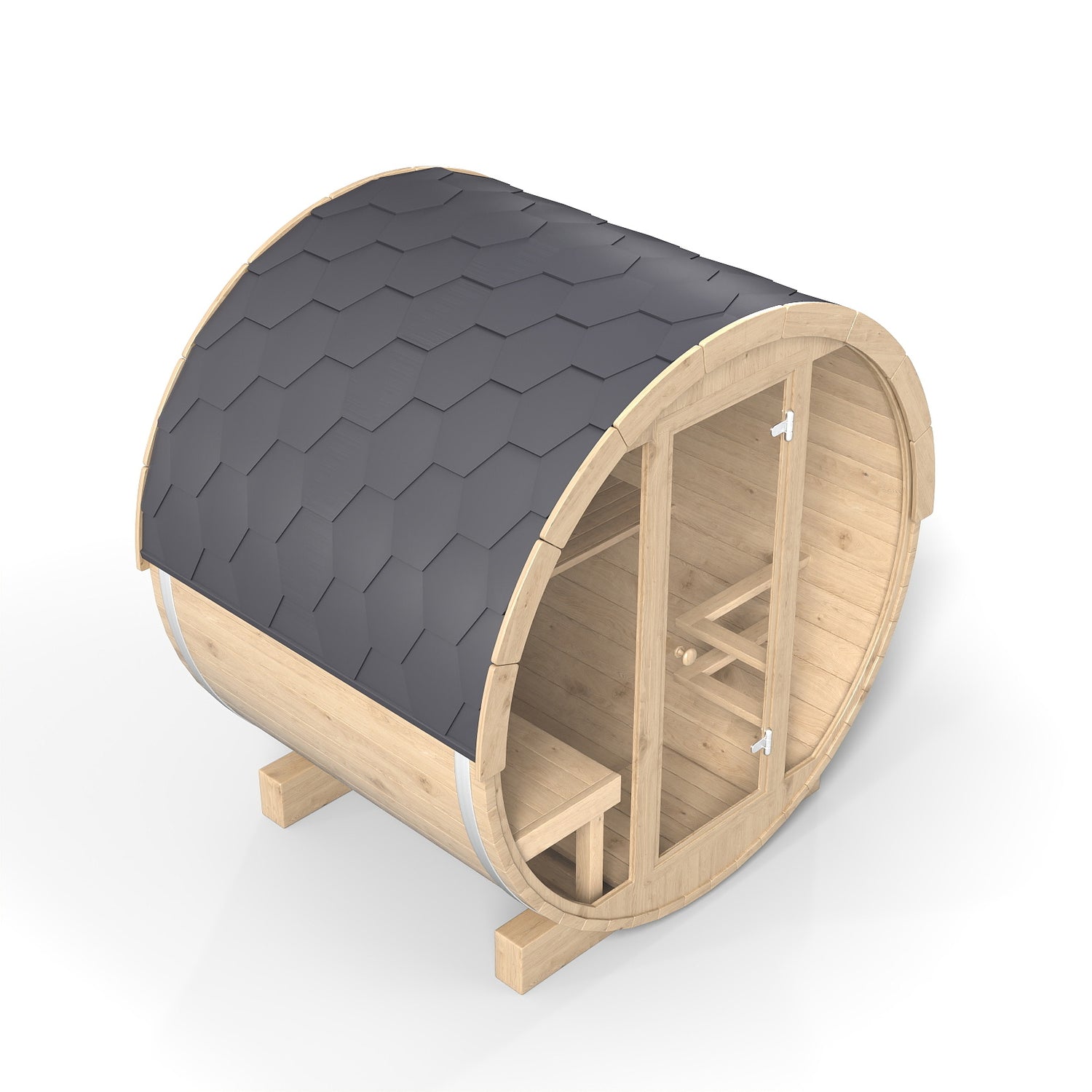 Svalasauna Premium Outdoor Barrel Sauna with Full Glass Front | Luxury Wooden Wellness Cabin(SV-12)