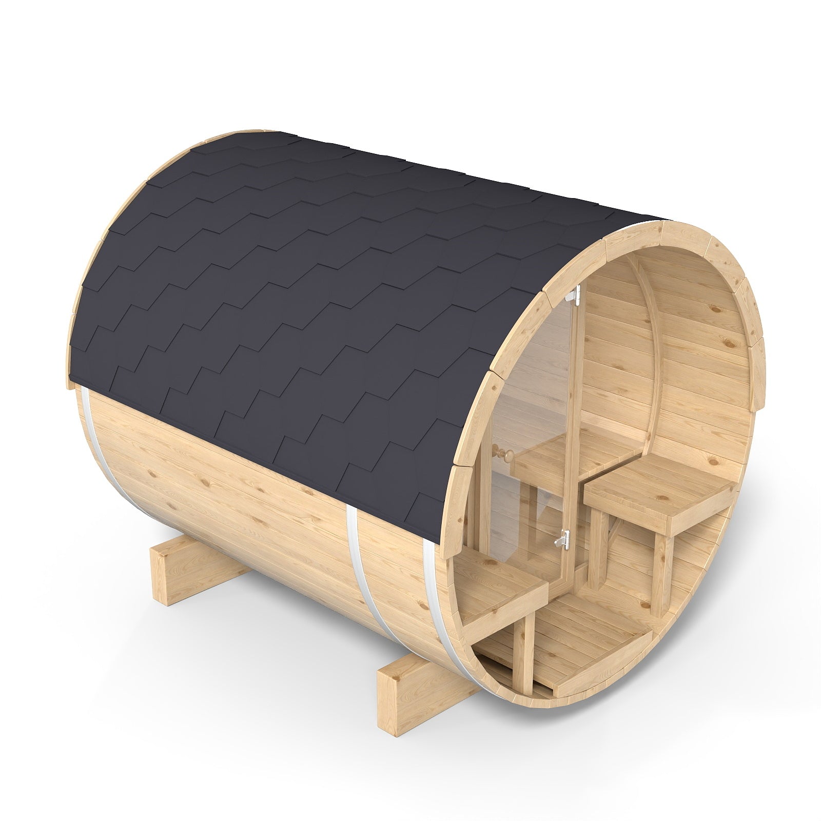 Luxury Outdoor Barrel Sauna with Porch | Scandinavian Cedar Design for Backyard Wellness(SV-14)
