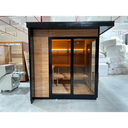 Aurora Terra 4 – Luxury Outdoor Cedar Sauna Cabin for 4 People with Full Glass Front（SV-06）