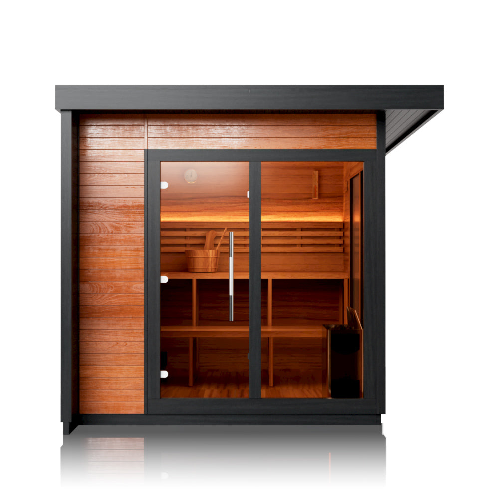 Aurora Terra 4 – Luxury Outdoor Cedar Sauna Cabin for 4 People with Full Glass Front（SV-06）