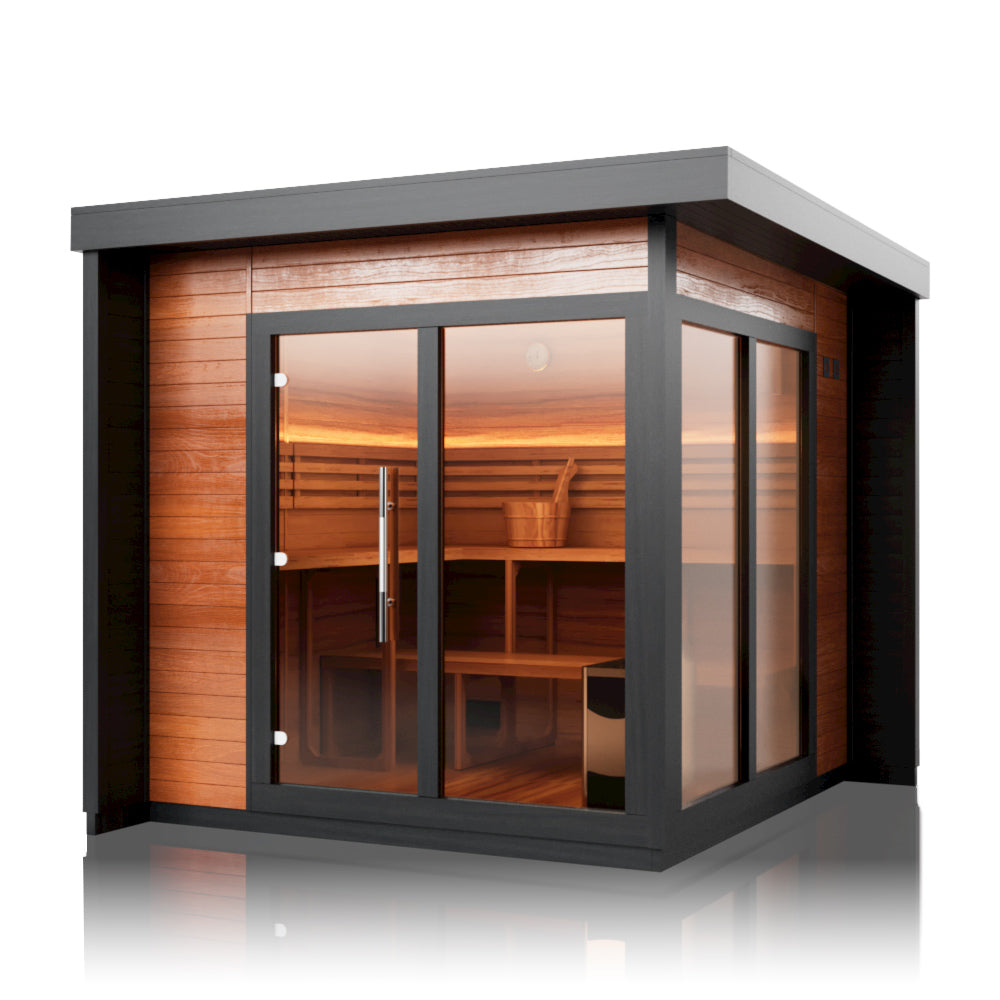 Aurora Terra 4 – Luxury Outdoor Cedar Sauna Cabin for 4 People with Full Glass Front（SV-06）
