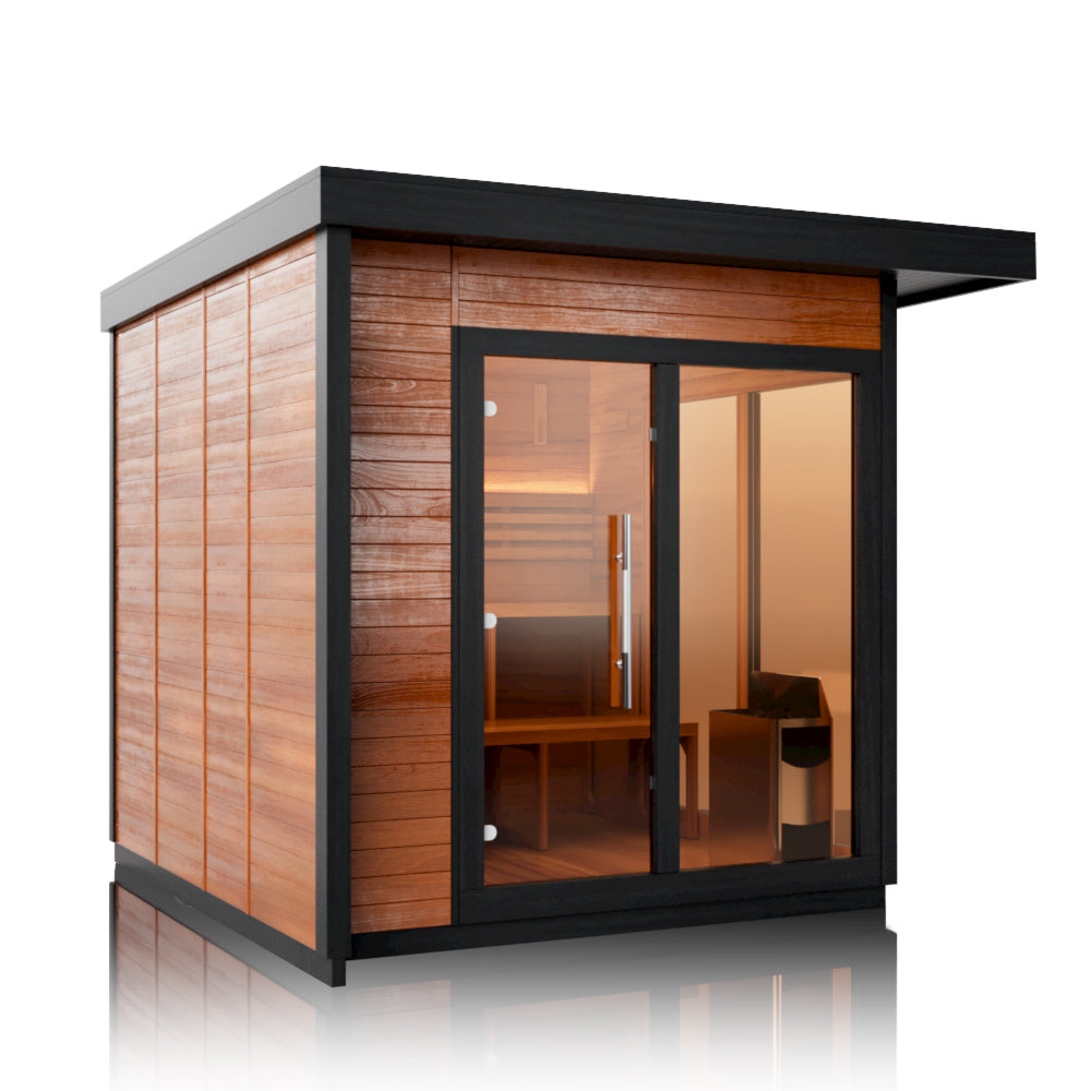 Aurora Terra 4 – Luxury Outdoor Cedar Sauna Cabin for 4 People with Full Glass Front（SV-06）