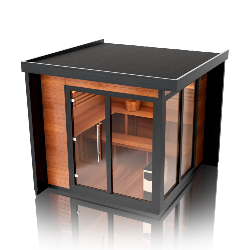 Aurora Terra 4 – Luxury Outdoor Cedar Sauna Cabin for 4 People with Full Glass Front（SV-06）