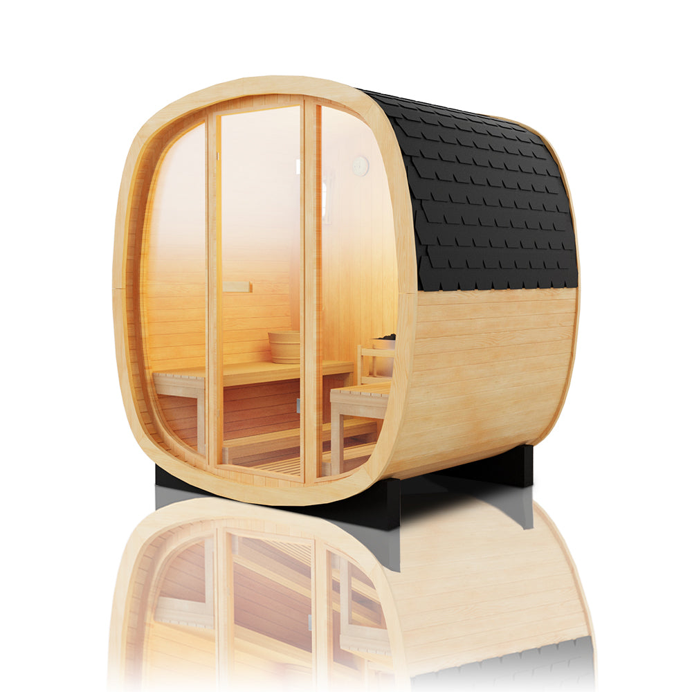 Scandinavian Equinox Mini Outdoor Cube Sauna with Rear Half-Moon Window（SV-03）