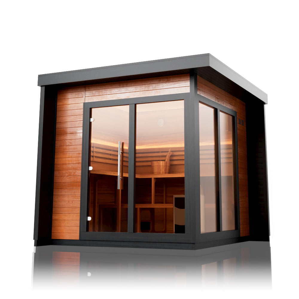 Aurora Terra 4 – Luxury Outdoor Cedar Sauna Cabin for 4 People with Full Glass Front（SV-06）