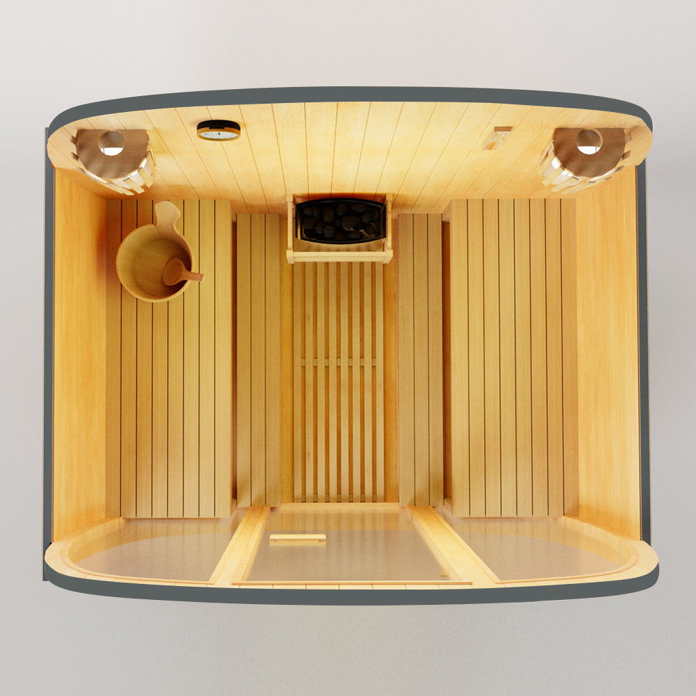 Scandinavian Equinox Mini Outdoor Cube Sauna with Rear Half-Moon Window（SV-03）